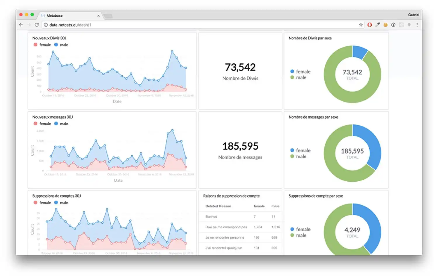 Metabase dashboard